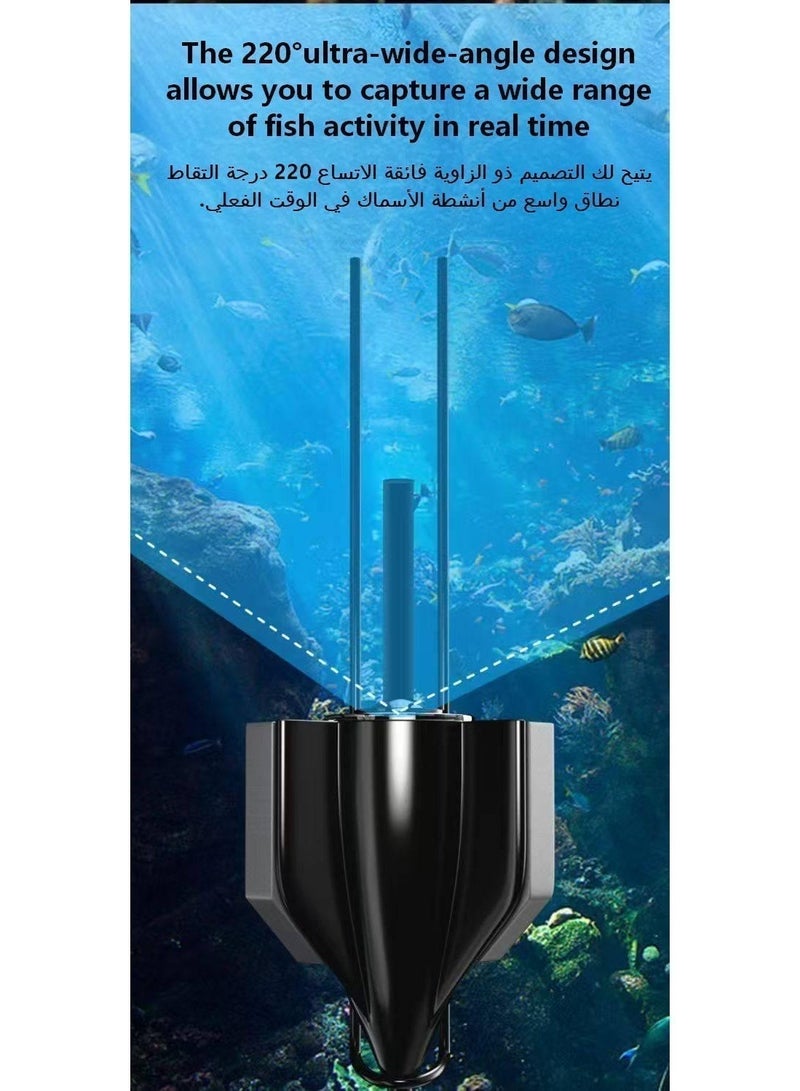 This 220° ultra-wide-angle HD fish finder features night vision, a 7-8 hour battery life, a 4.3-inch display, a 20-meter cable, and IP67 waterproof rating. Suitable for deep and murky waters, it's an essential choice for fishing enthusiasts. - Image 4